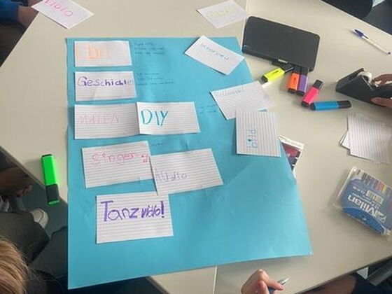 Schüler erstellen ein Plakat